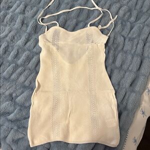 Women’s Cream Knit Swim Coverup Halter Dress
